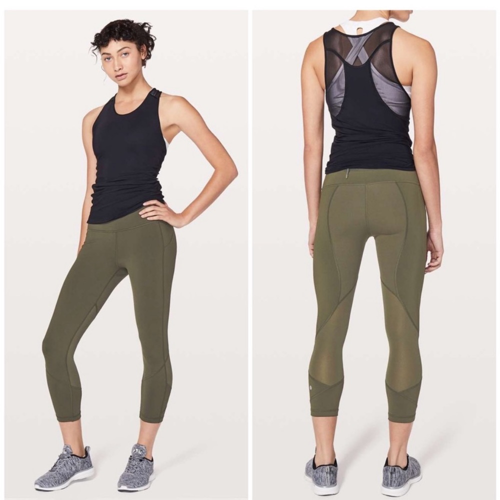 Lululemon pace rival crop army green size8